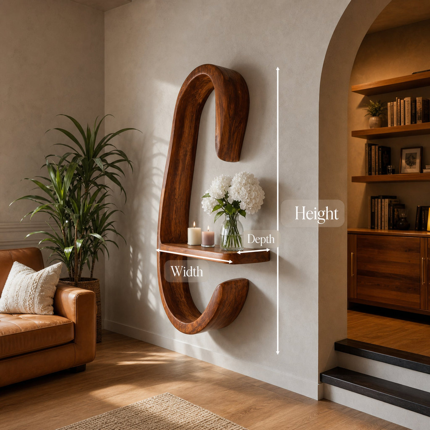 Modern Curved Floating Shelf For Living Room Or Hallway - product view 6