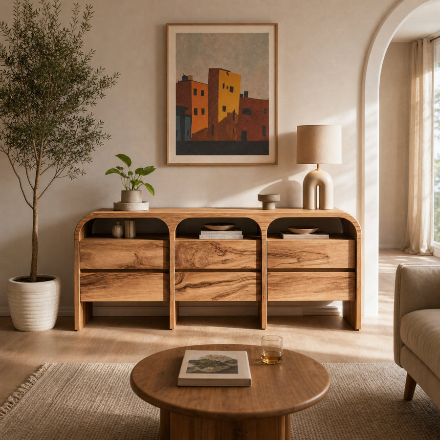 Modern Curved Sideboard For Living Room
