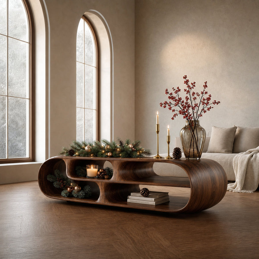 Modern Curved Sideboard For Living Room Or Holiday Decor