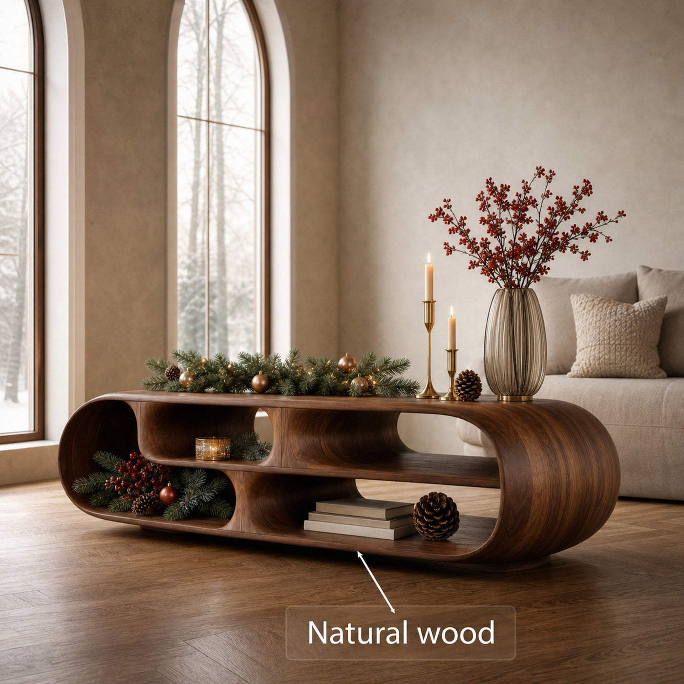 Modern Curved Sideboard For Living Room Or Holiday Decor - product view 6