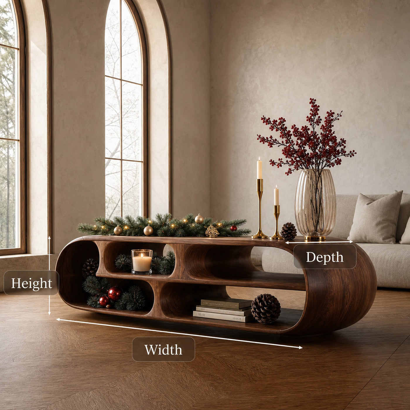 Modern Curved Sideboard For Living Room Or Holiday Decor - product view 8