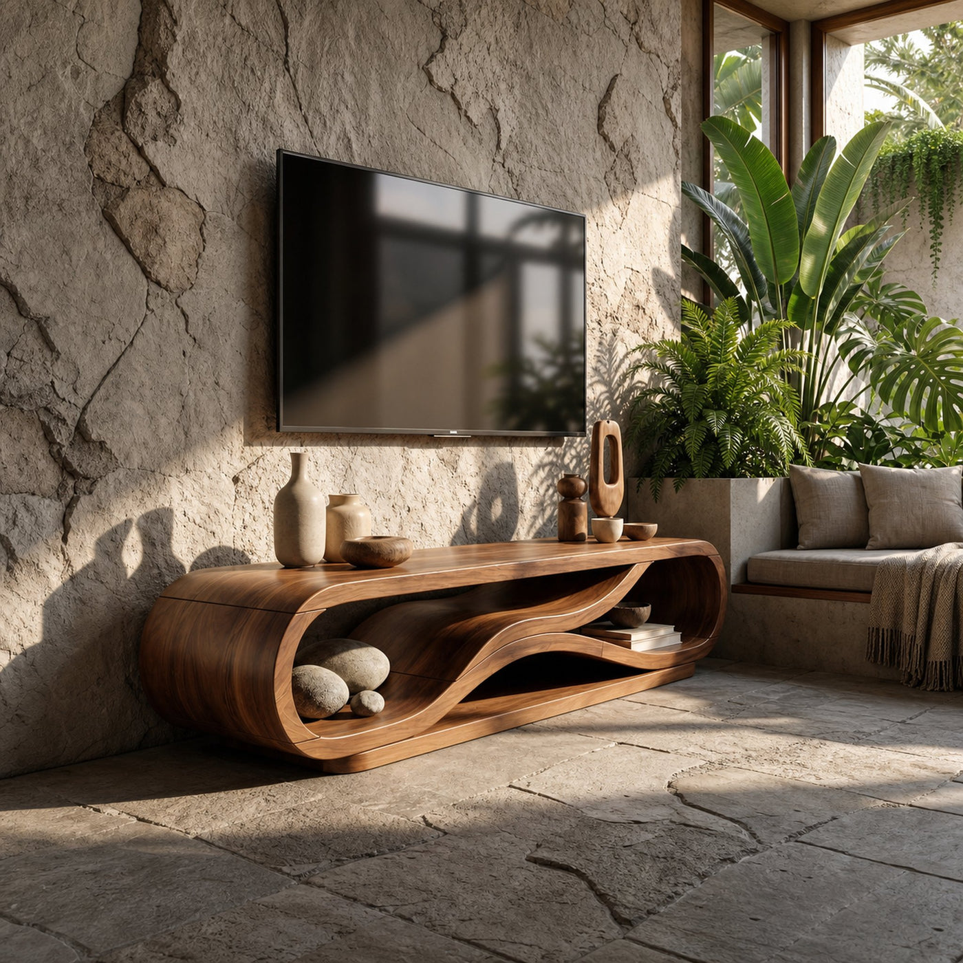Modern Curved TV Cabinet For Home Interior - product view 6