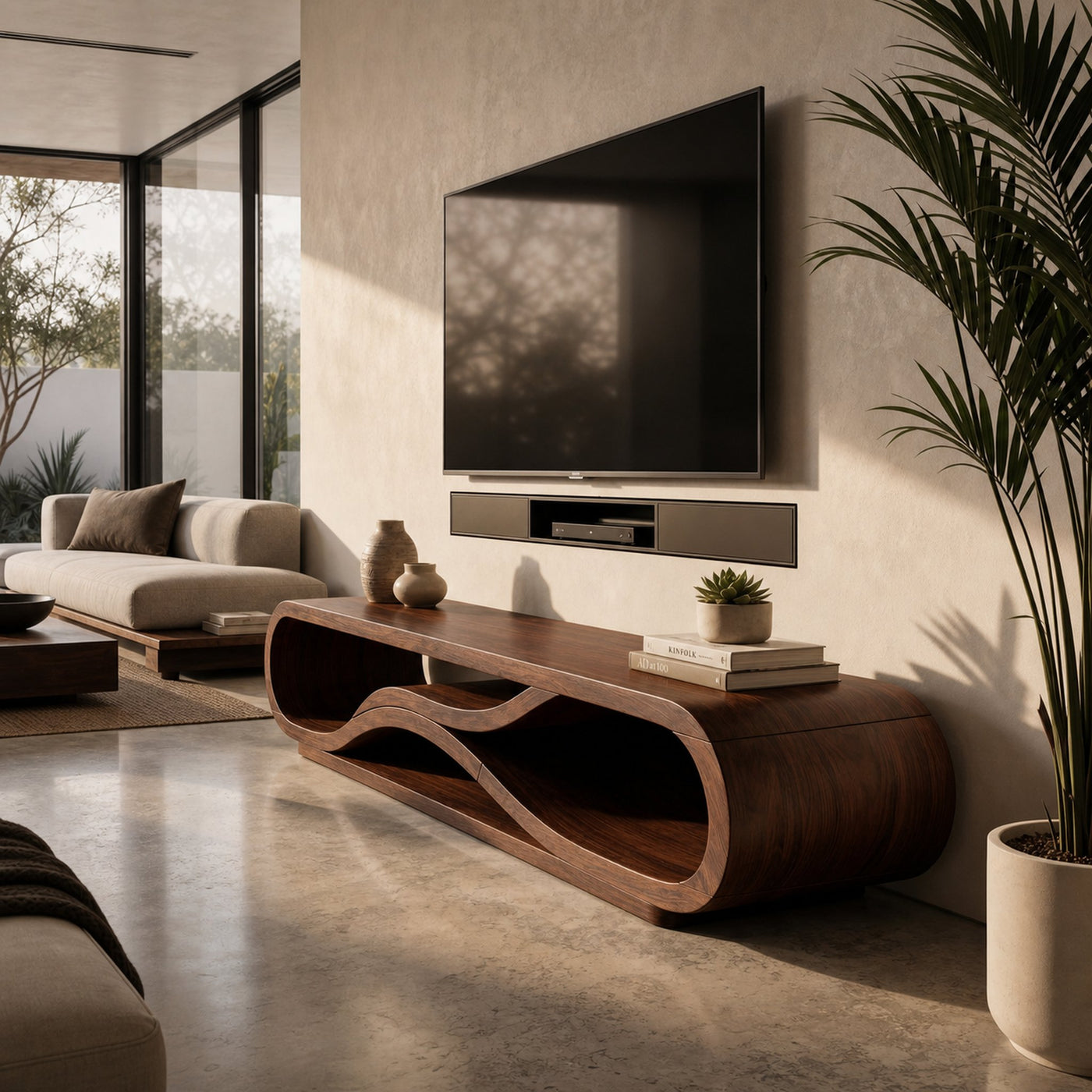 Modern Curved TV Cabinet For Home Interior - product view 7