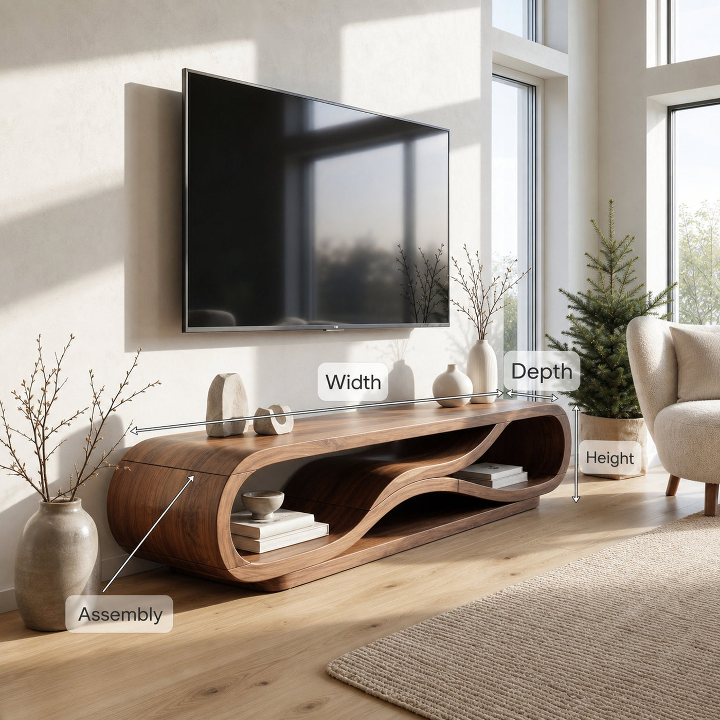 Modern Curved TV Cabinet For Home Interior - product view 8