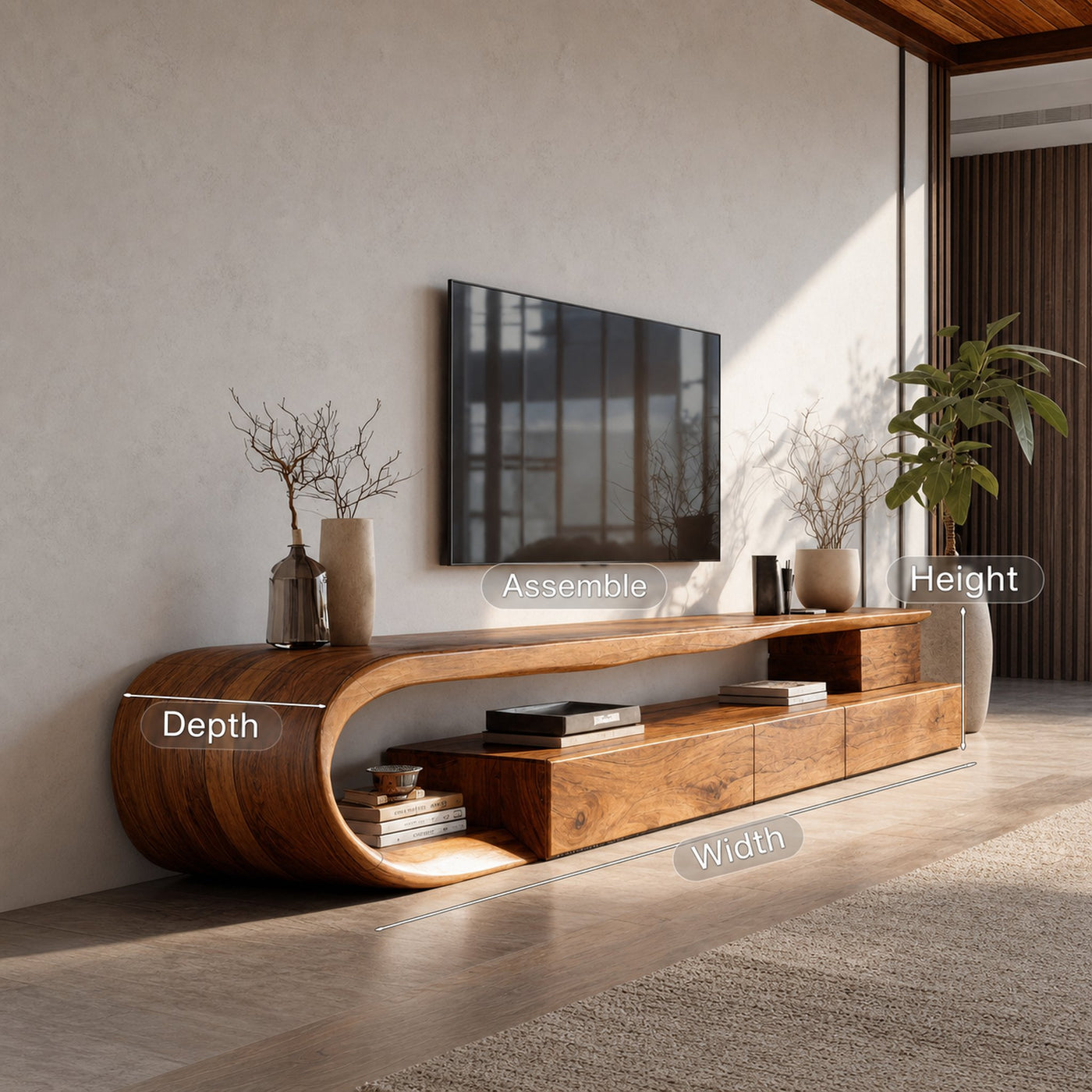 Modern Curved TV Console With Drawer For Living Room - product view 8