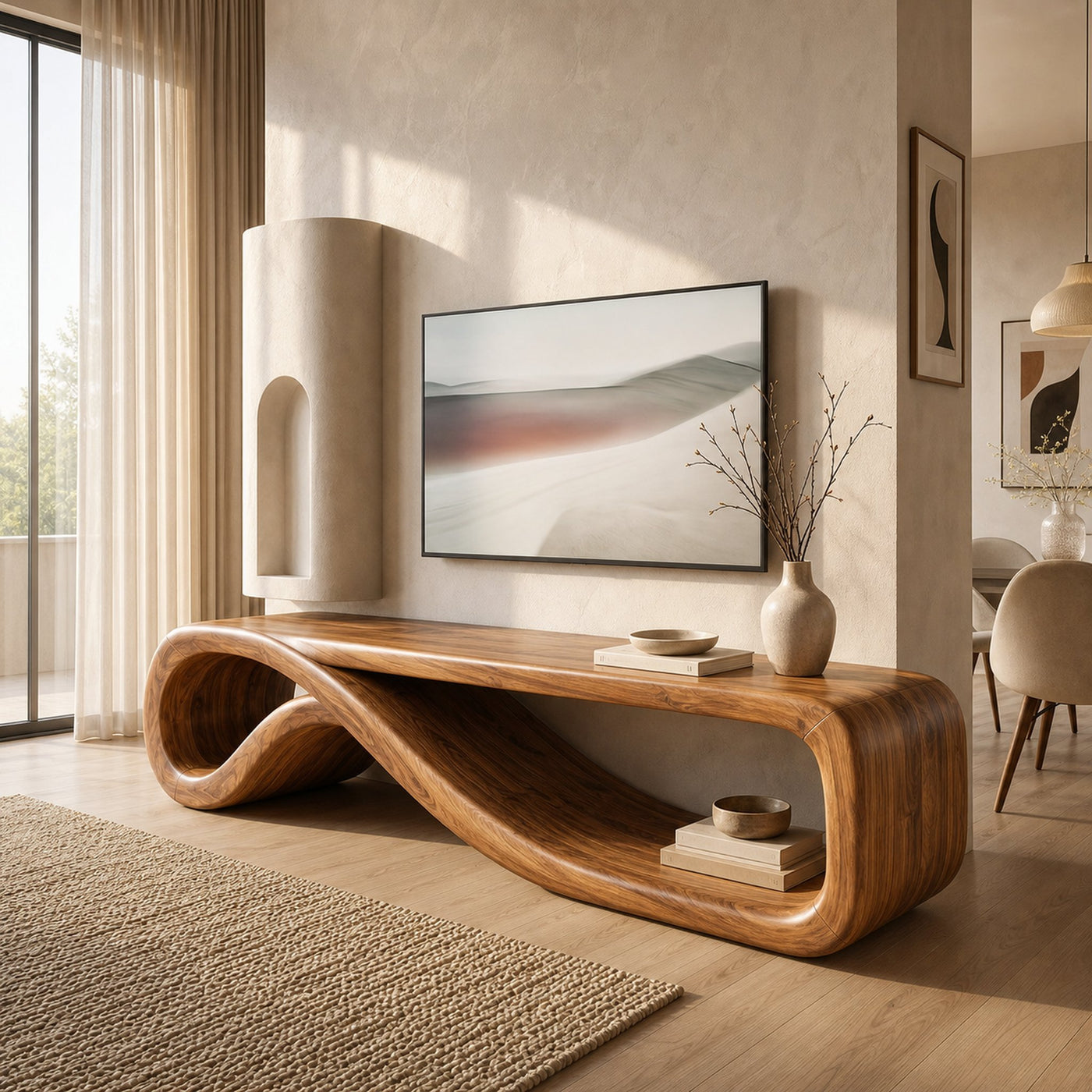 Modern Entertainment Center Sculptural Wood Furniture