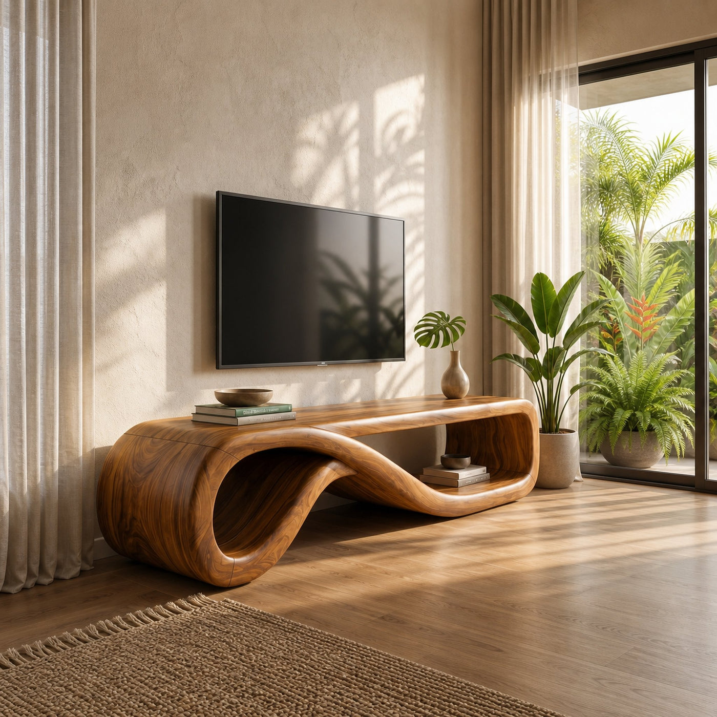Modern Entertainment Center Sculptural Wood Furniture - product view 6