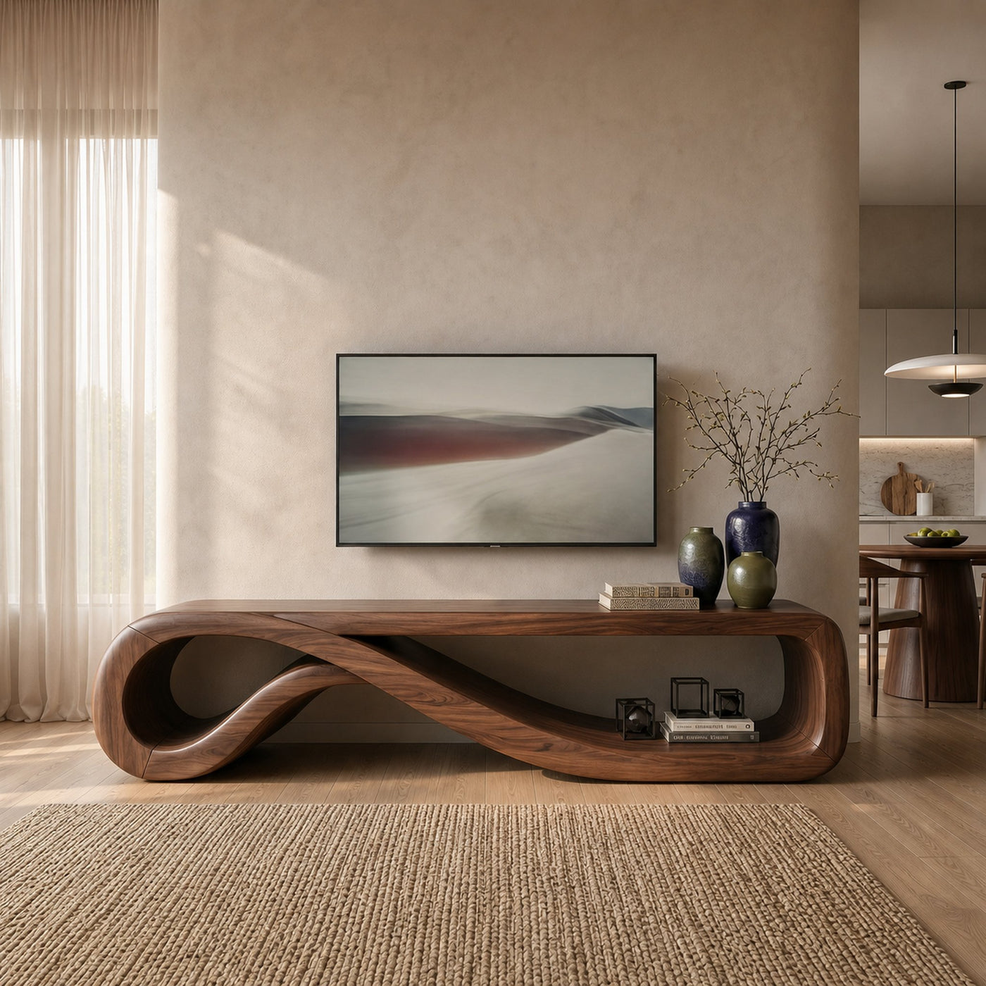 Modern Entertainment Center Sculptural Wood Furniture - product view 7