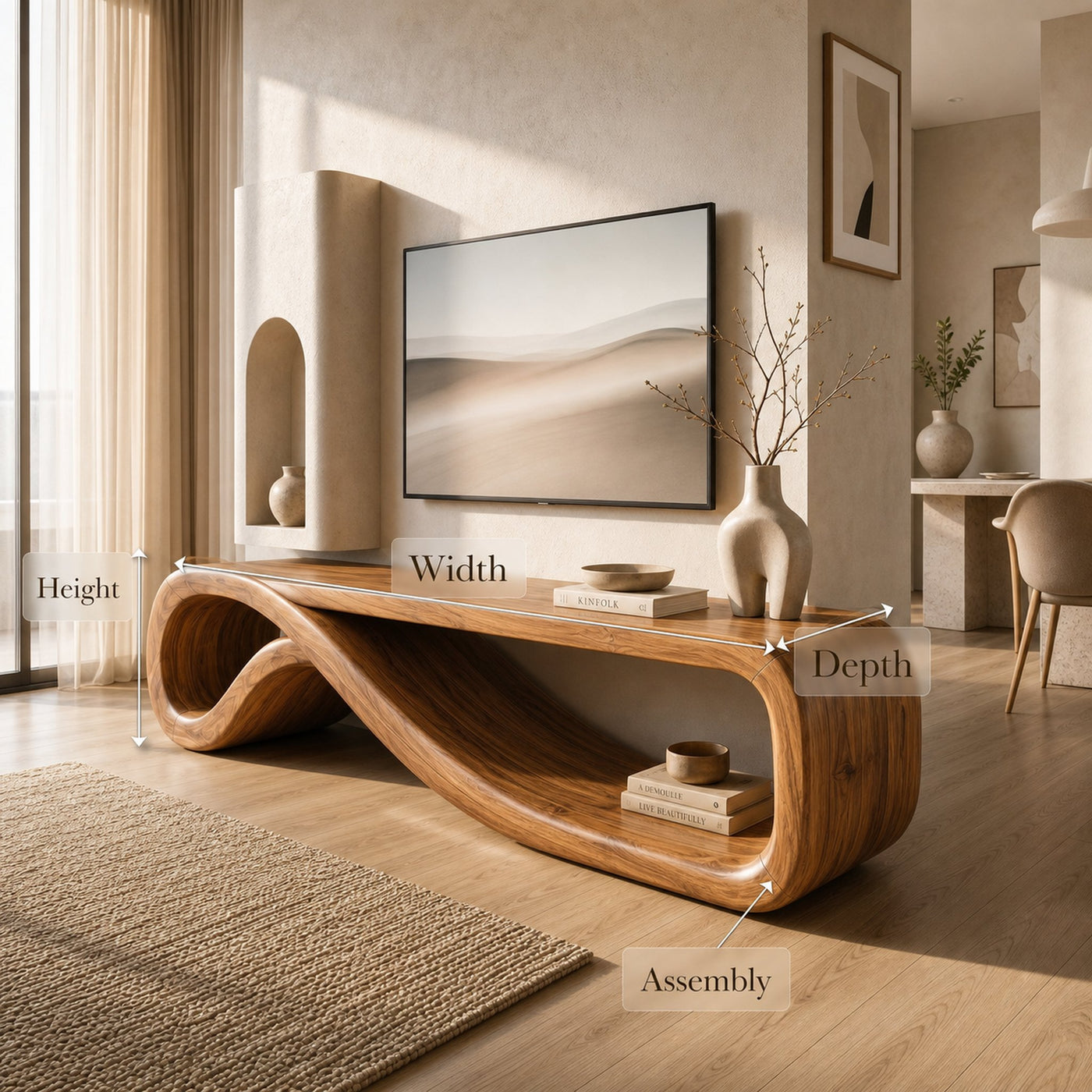 Modern Entertainment Center Sculptural Wood Furniture - product view 8