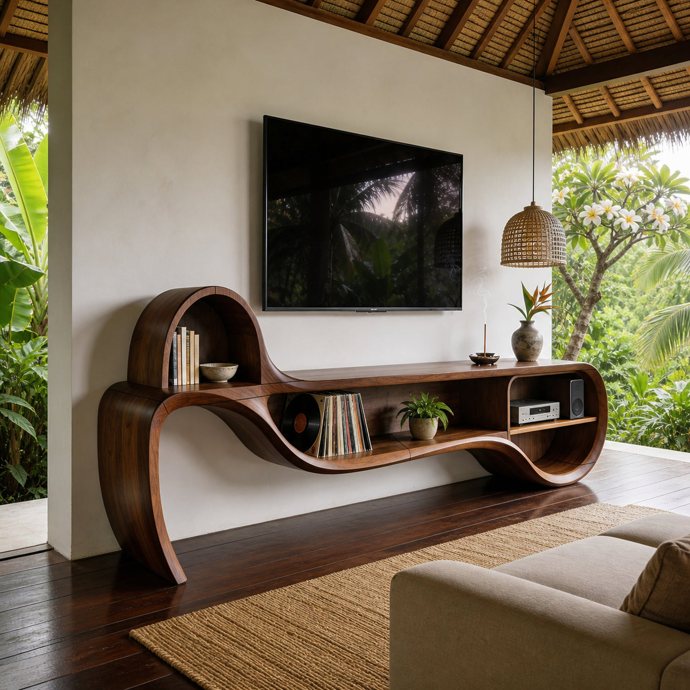 Modern Floating TV Console For Family Lounge Interior