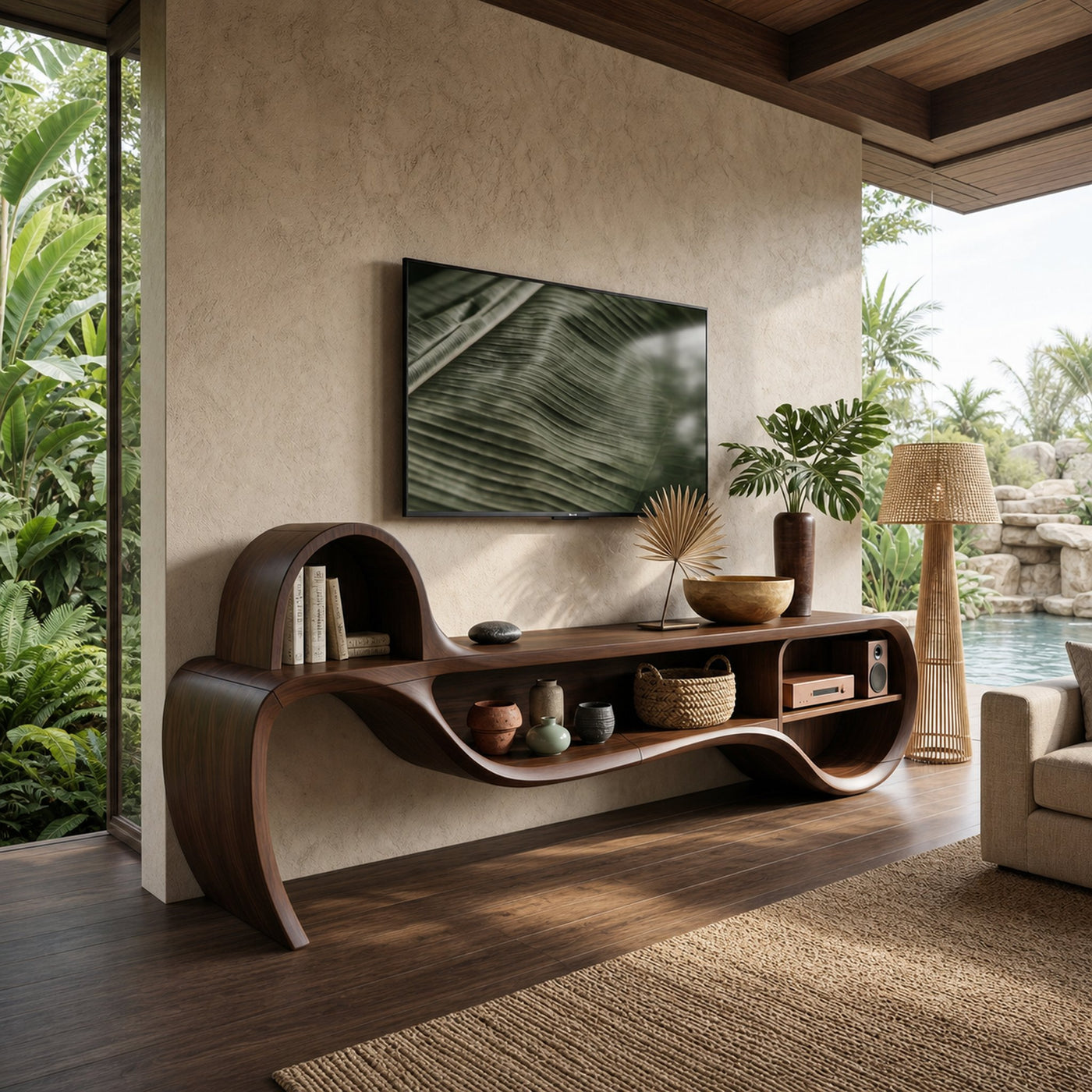 Modern Floating TV Console For Family Lounge Interior - product view 7
