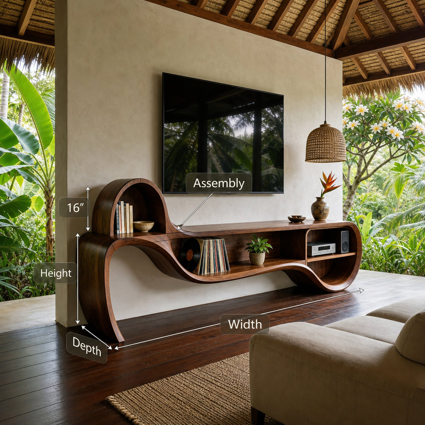 Modern Floating TV Console For Family Lounge Interior - product view 8