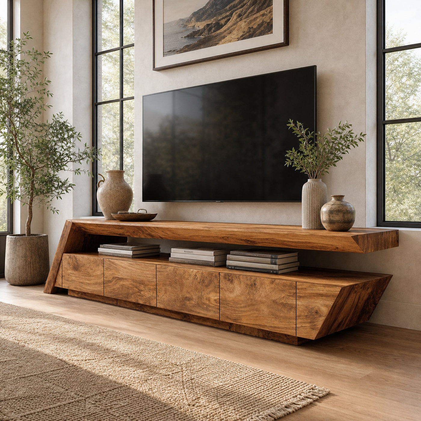 Modern Geometric TV Stand For Living Room