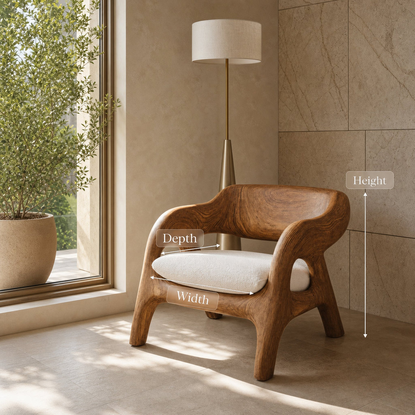 Modern Handcrafted Armchair With Curved Design For Living Room - product view 6