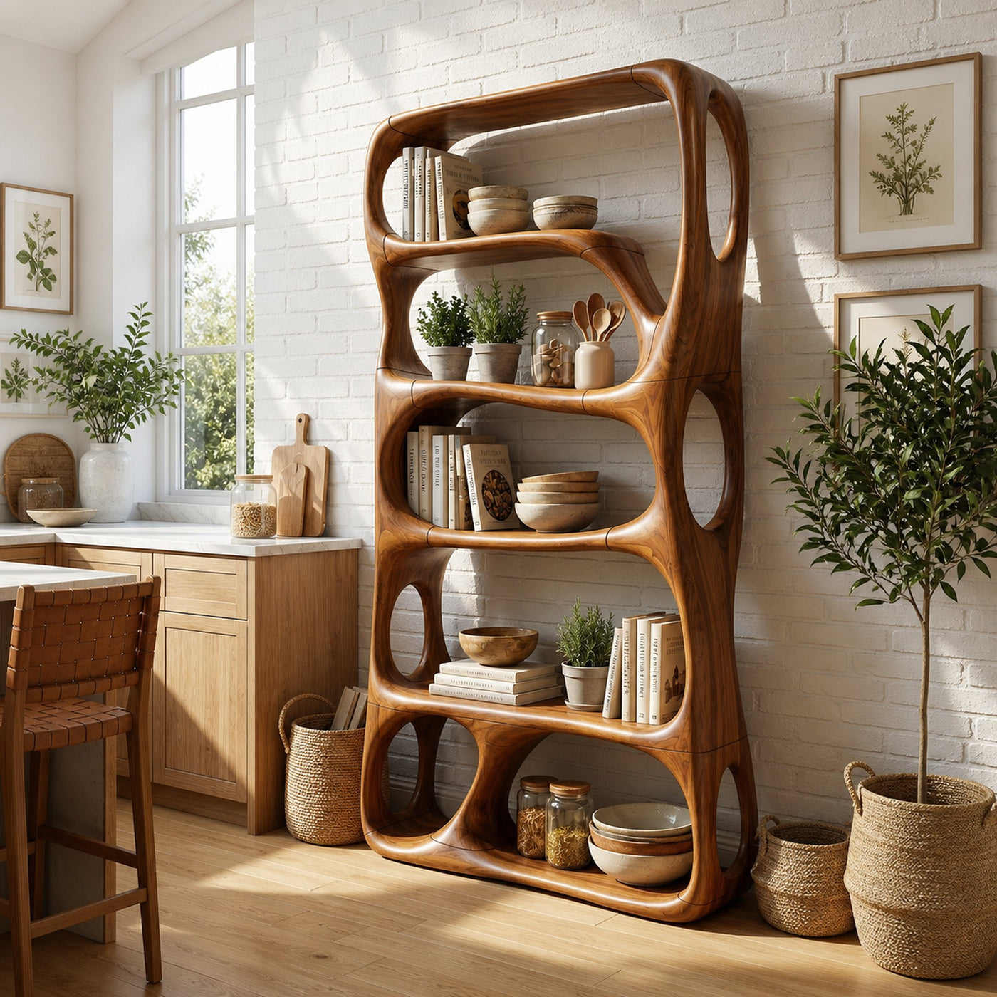 Modern Handcrafted Bookshelf Storage Organizer For Home Office Space
