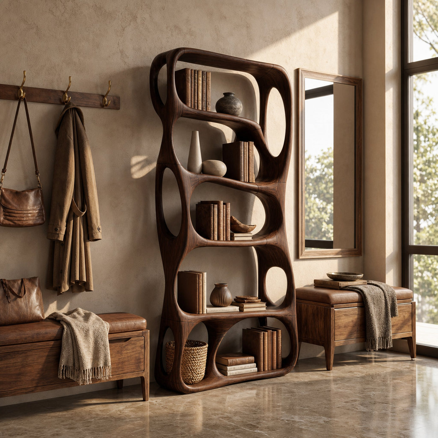 Modern Handcrafted Bookshelf Storage Organizer For Home Office Space - product view 7