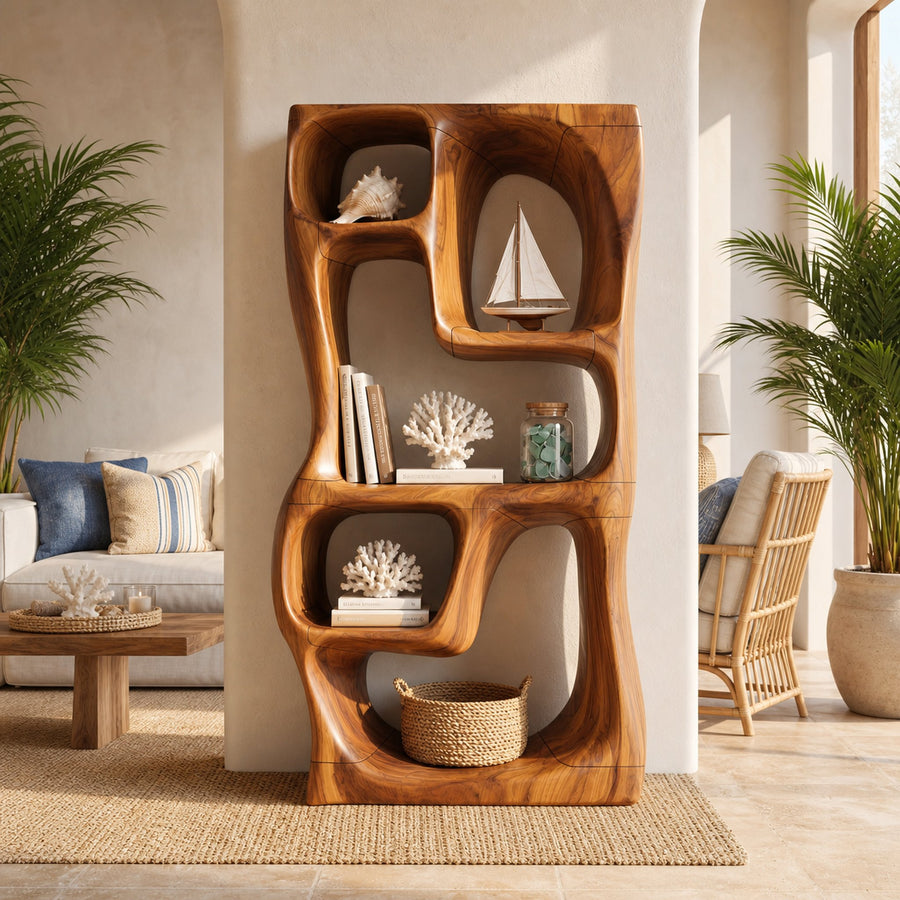 Modern Handcrafted Bookshelf Storage Organizer For Small Apartment