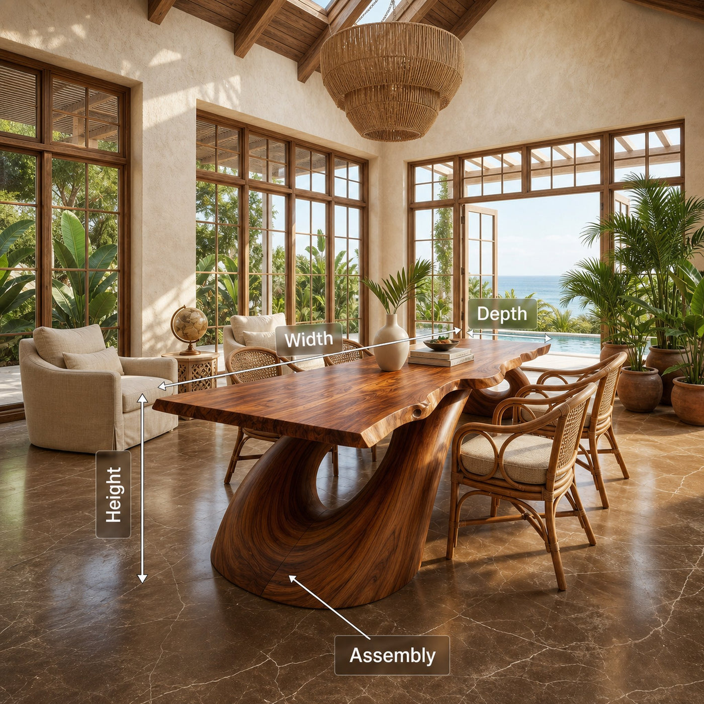 Modern Live Edge Dining Table For Open Concept Dining - product view 8