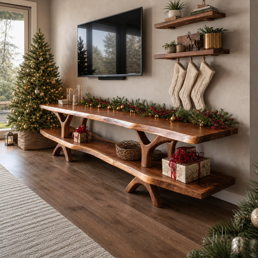 Modern Live Edge Entryway TV Console For Christmas Bedroom Design