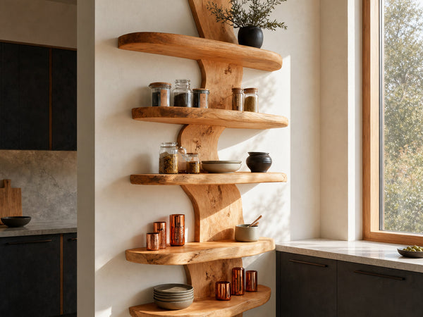Modern Live Edge Floating Shelf For Kitchen