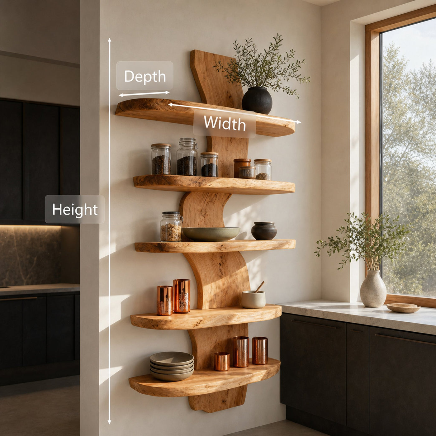 Modern Live Edge Floating Shelf For Kitchen - product view 6