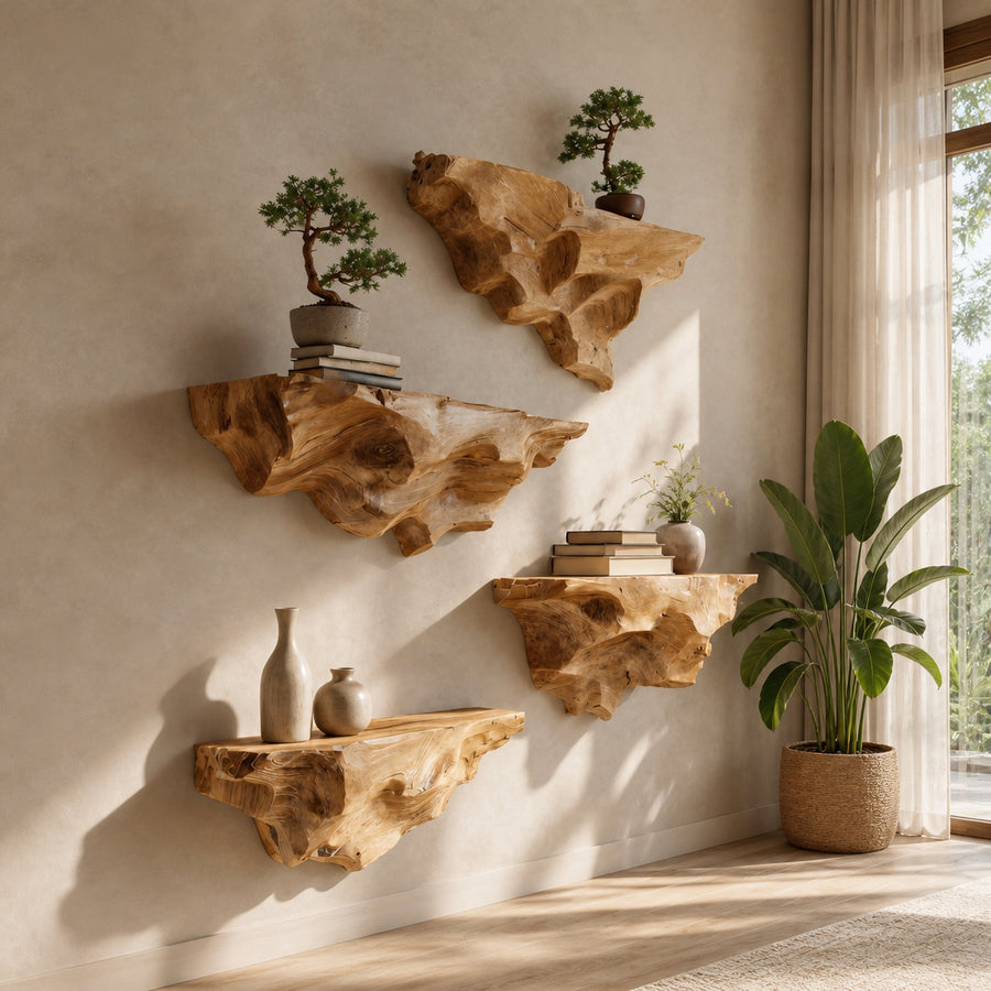 Modern Live Edge Floating Shelf For Living Room