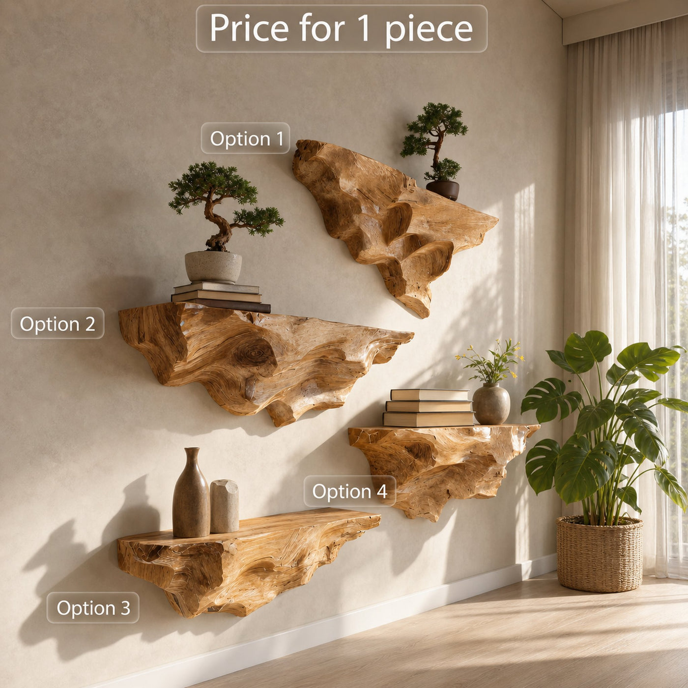 Modern Live Edge Floating Shelf For Living Room - product view 6