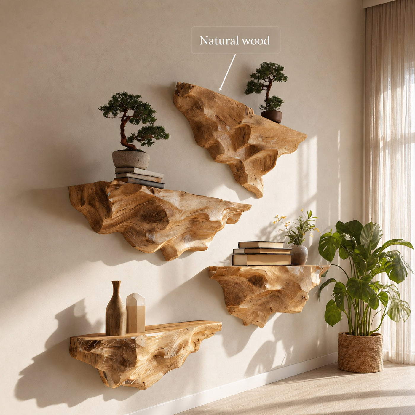 Modern Live Edge Floating Shelf For Living Room - product view 7