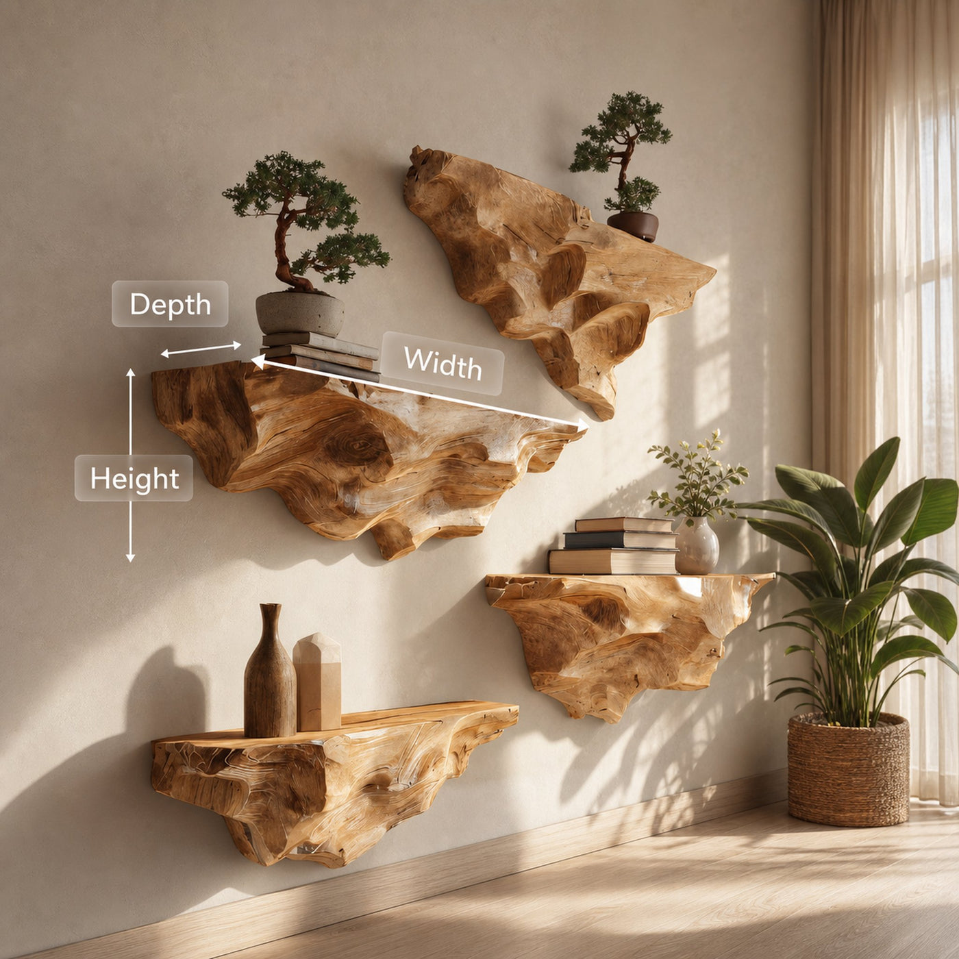Modern Live Edge Floating Shelf For Living Room - product view 9