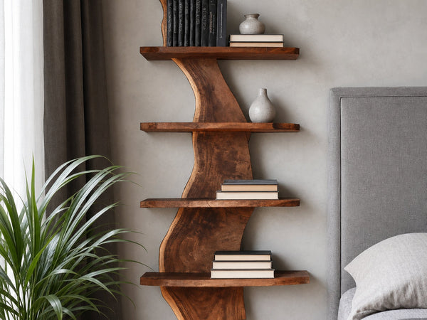 Driftform Breeze Solid Wood Wall Shelf with Curved Spine