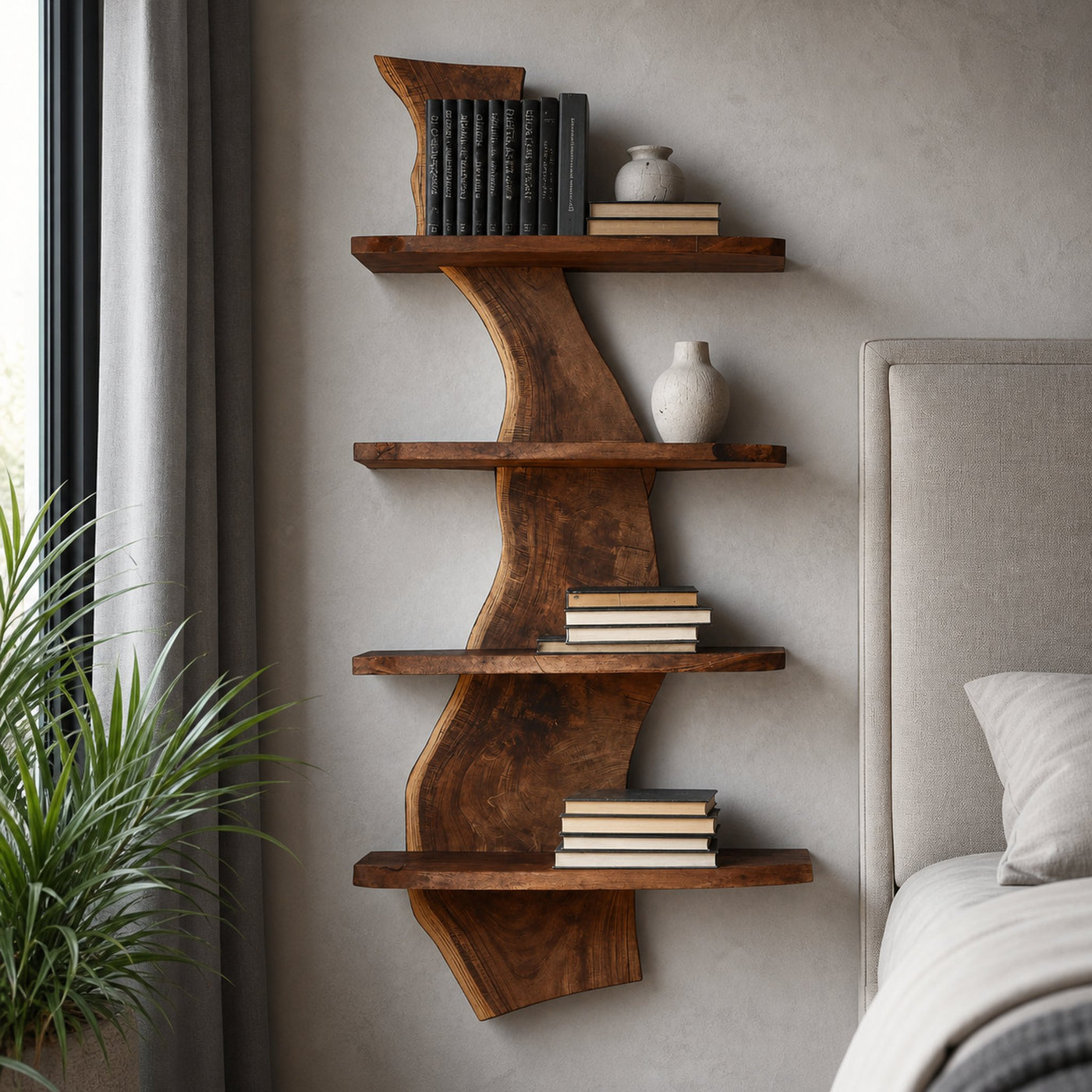 Modern Live Edge Floating Storage Shelf For Bedroom - product view 2