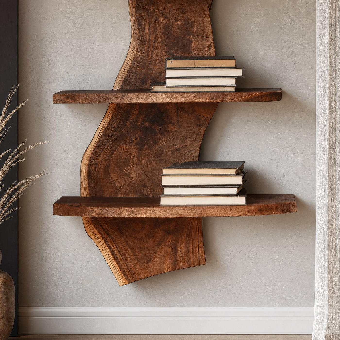 Modern Live Edge Floating Storage Shelf For Bedroom - product view 4