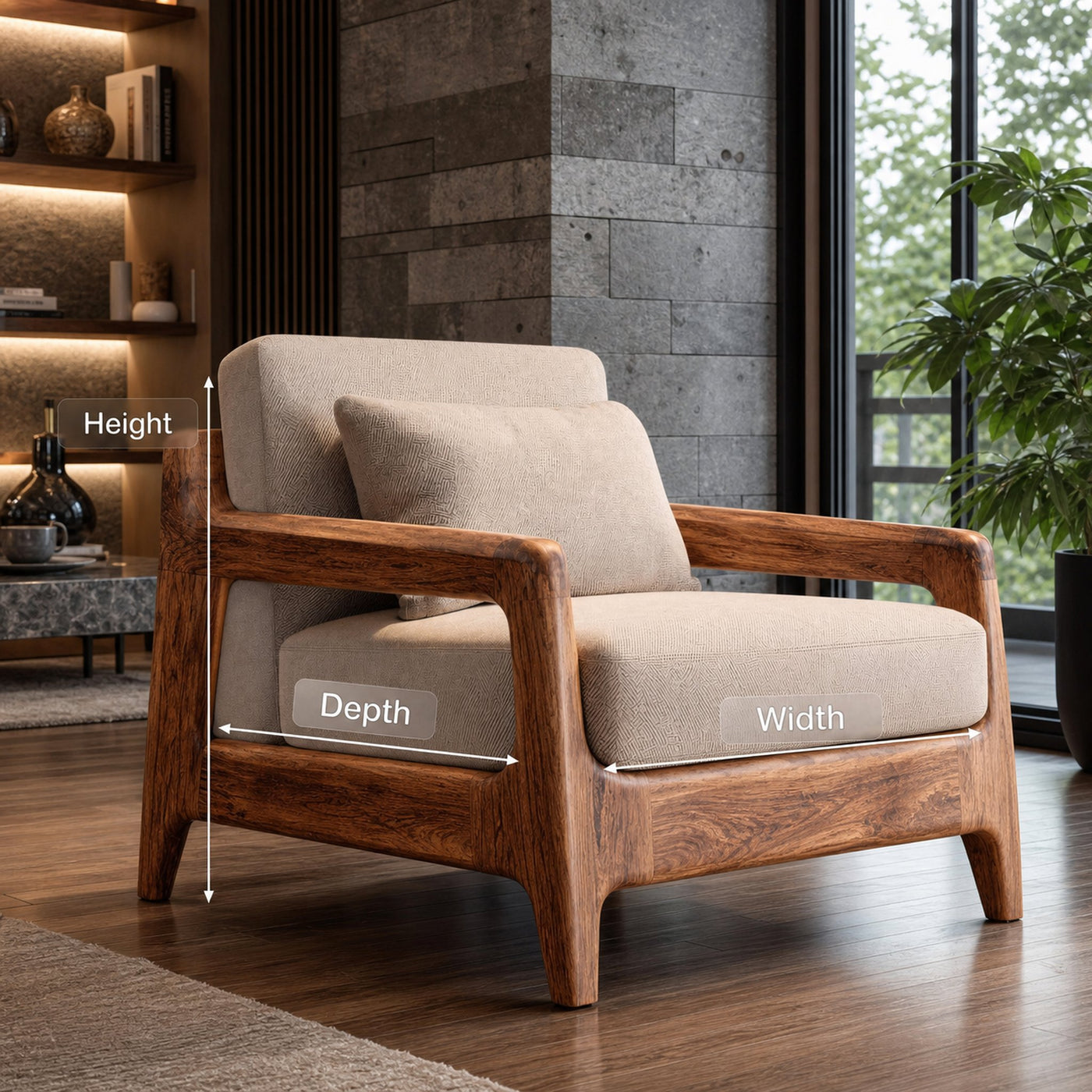 Modern Lounge Chair With Wide Seat For Living Room - product view 7