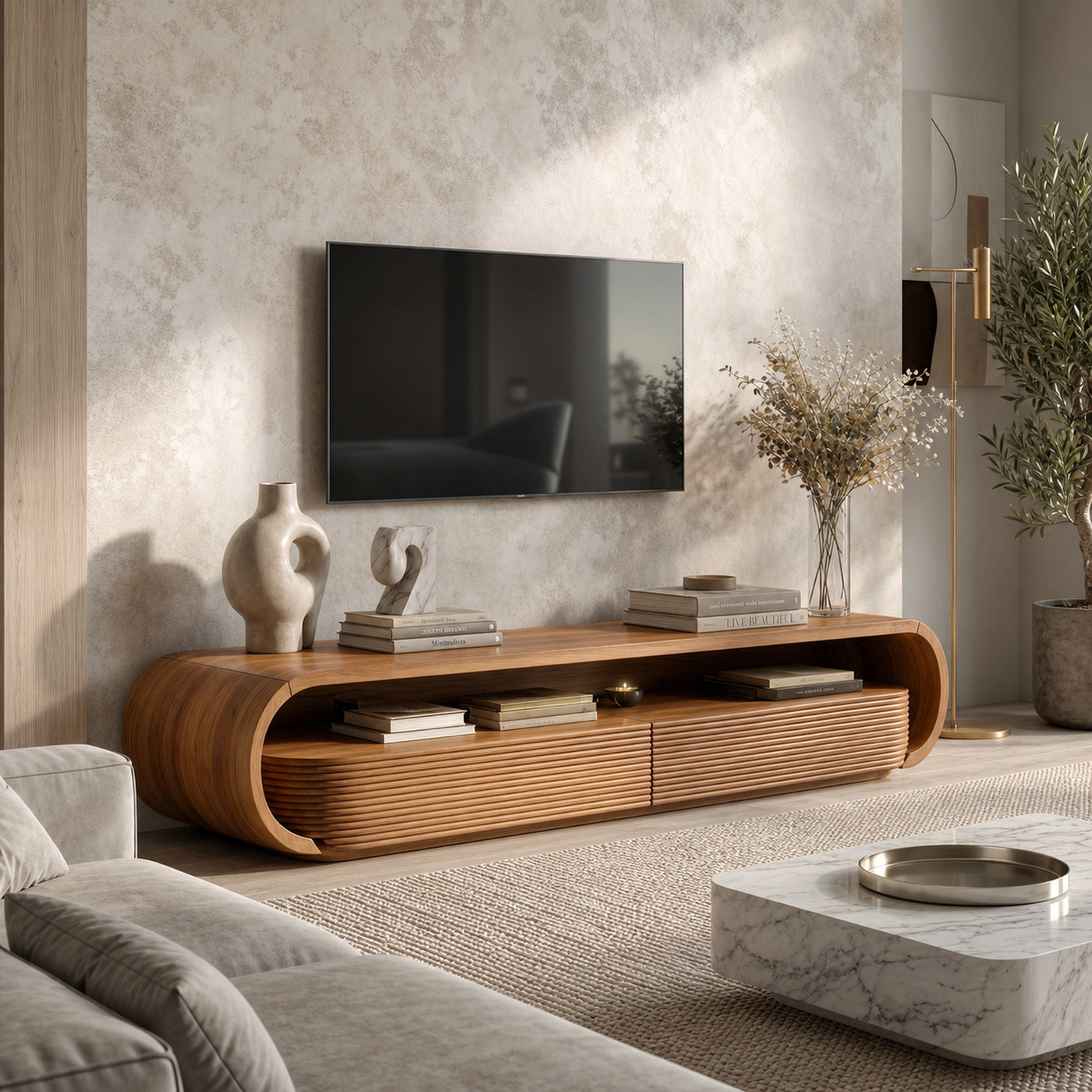 Modern Minimal TV Unit For Living Room And Entertainment Space - product view 6