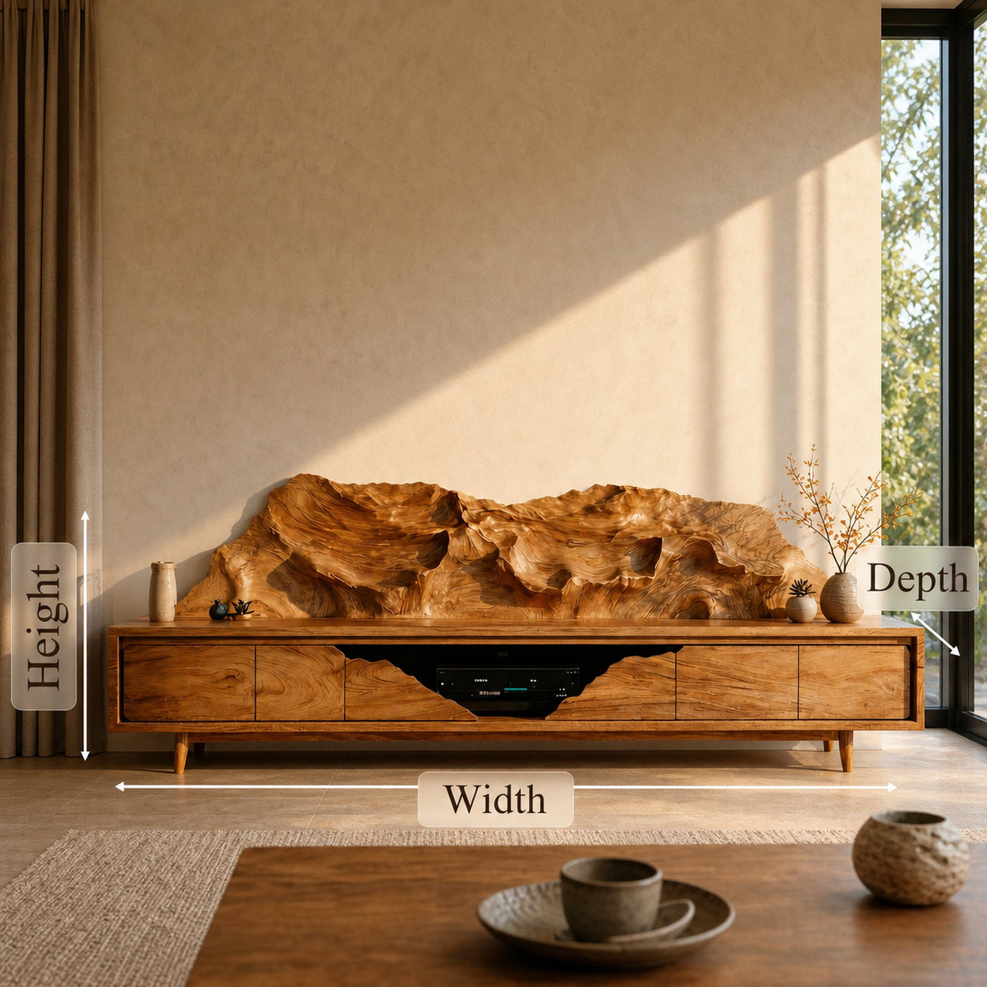 Modern Minimalist TV Cabinet Solid Wood Living Room - product view 6