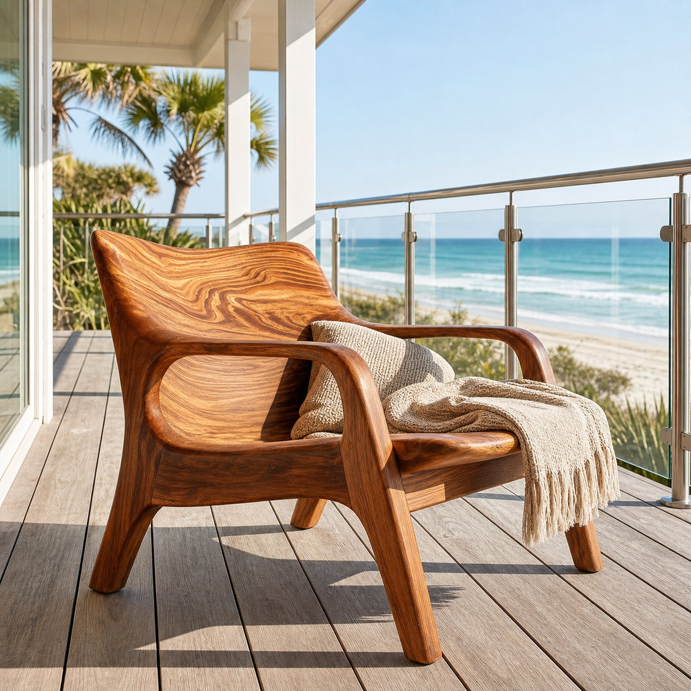 Modern Natural Wood Chair Curved Arm Design For Home - product view 6