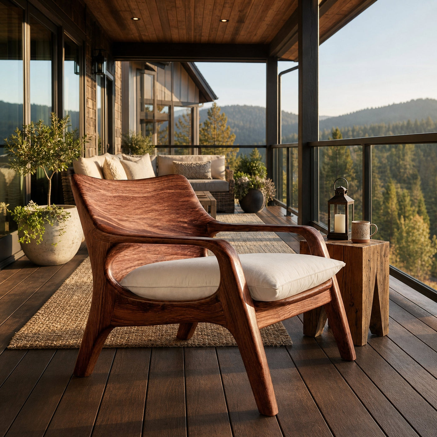 Modern Natural Wood Chair Curved Arm Design For Home - product view 7