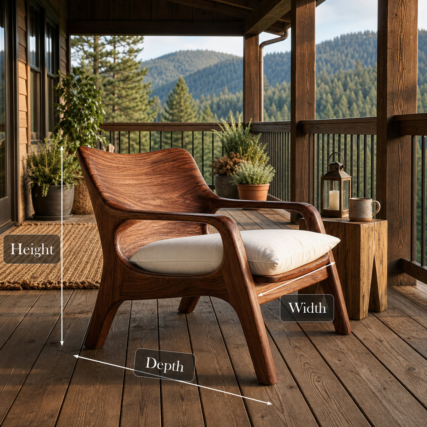 Modern Natural Wood Chair Curved Arm Design For Home - product view 8