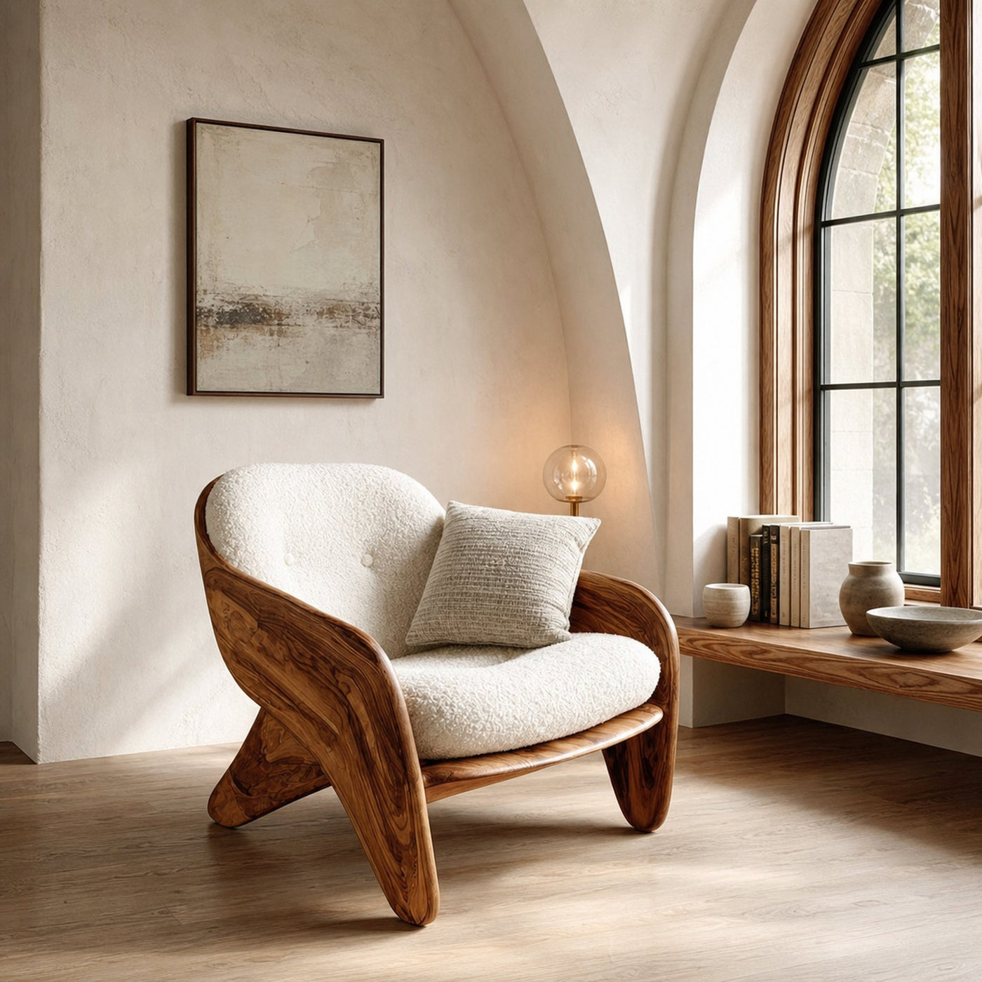Modern Natural Wood Chair For Bedroom Reading Corner - product view 6