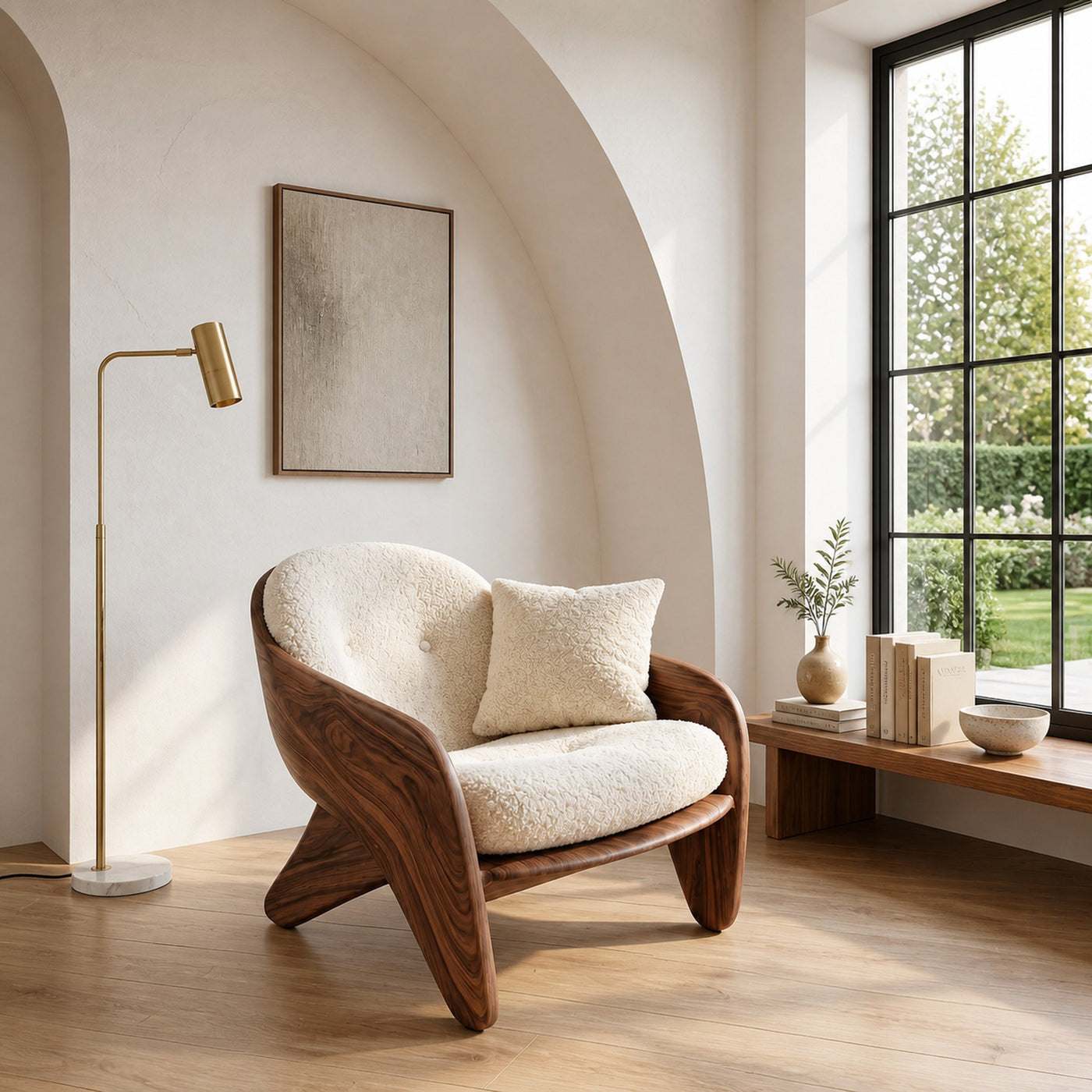 Modern Natural Wood Chair For Bedroom Reading Corner - product view 7