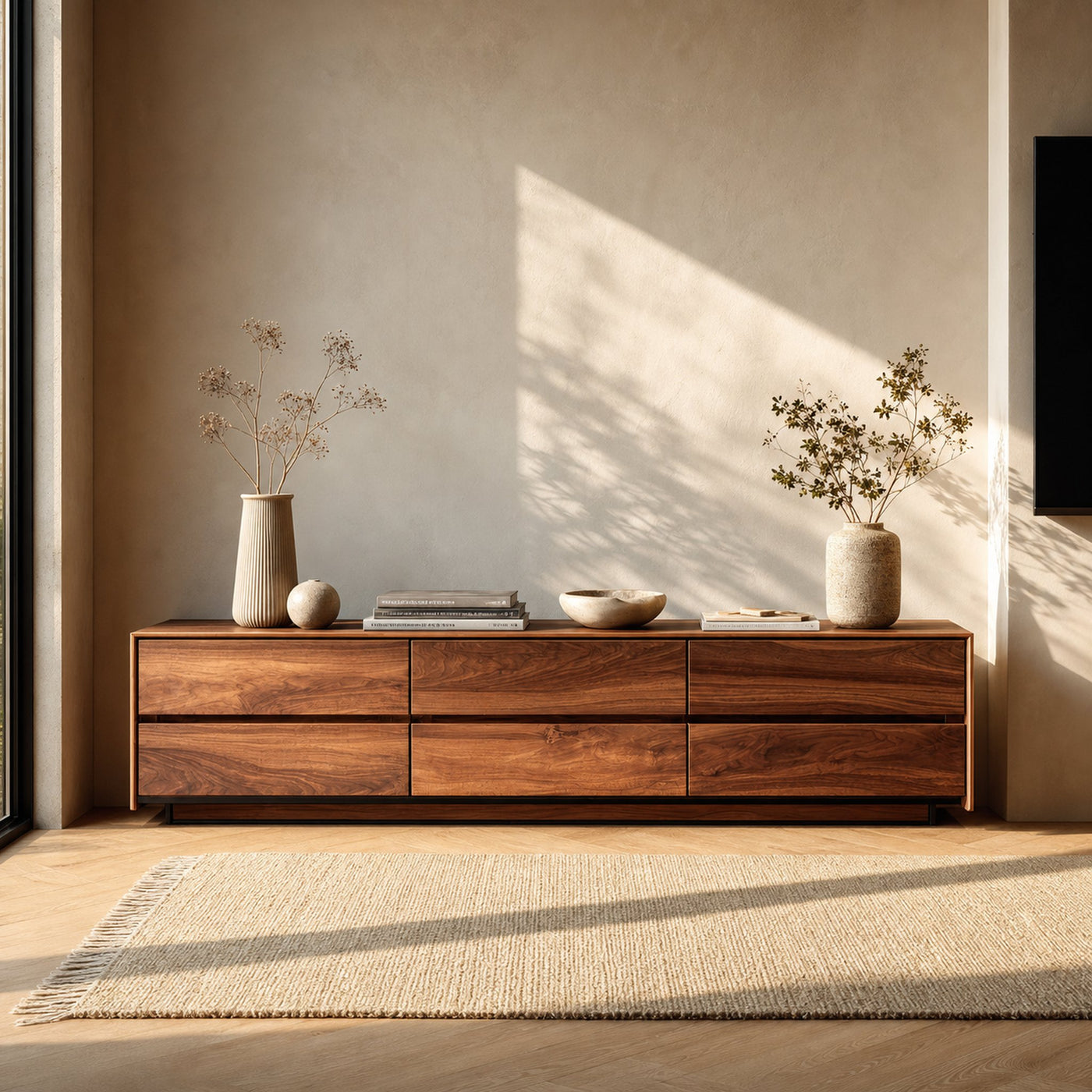 Modern Natural Wood Sideboard For Contemporary Living Room