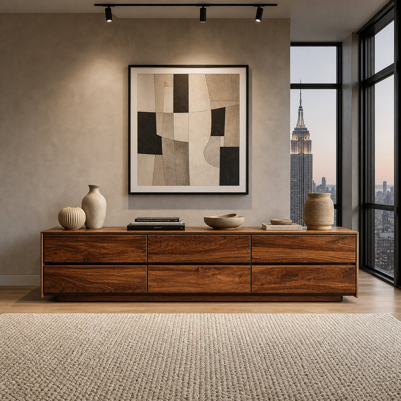 Modern Natural Wood Sideboard For Contemporary Living Room - product view 3