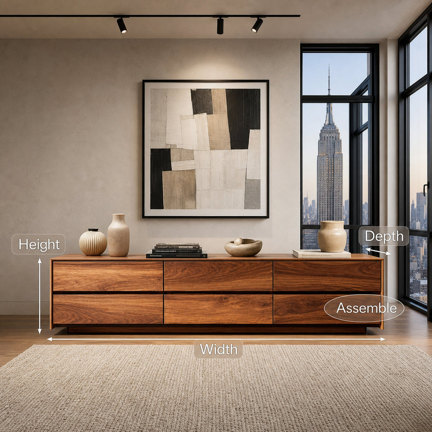 Modern Natural Wood Sideboard For Contemporary Living Room - product view 8