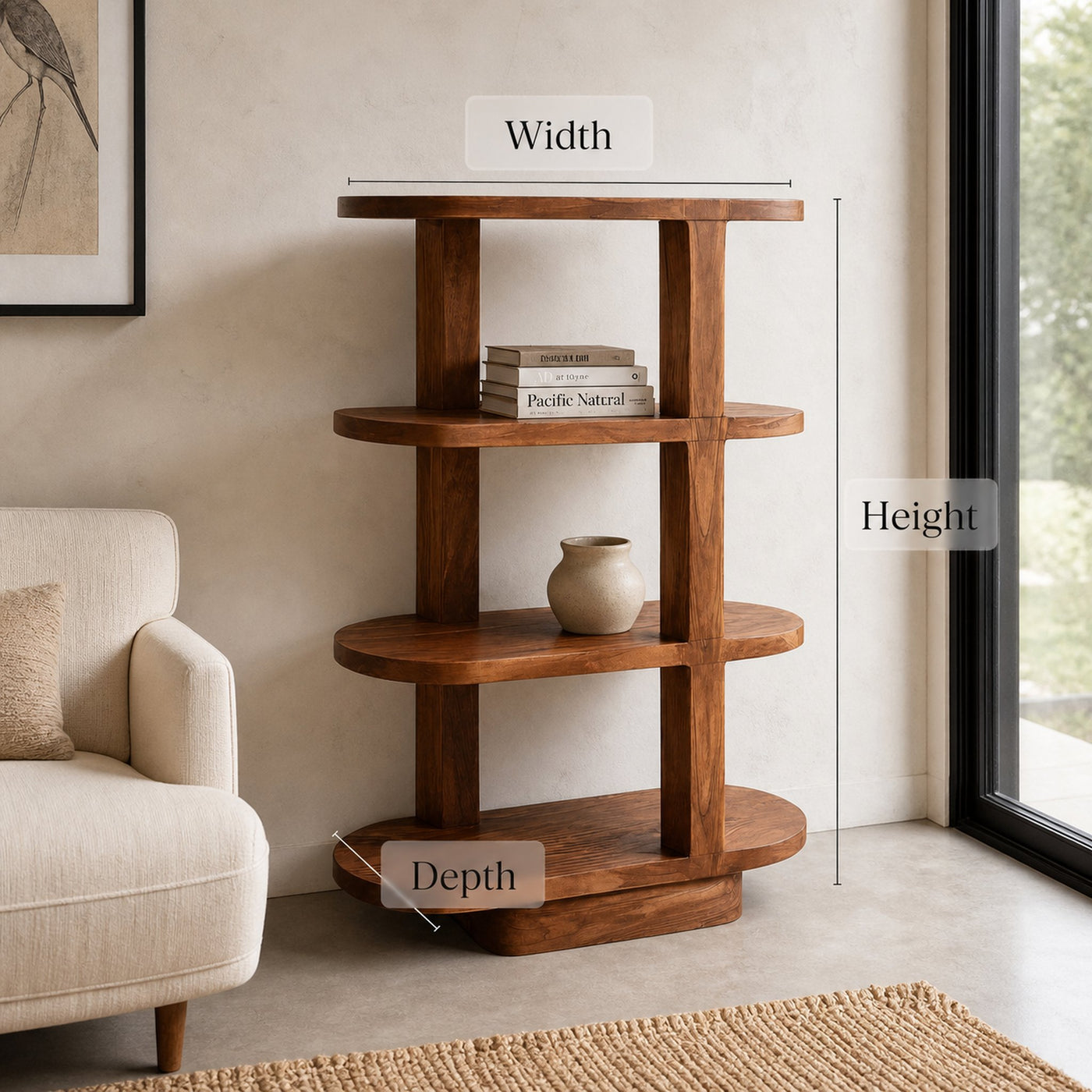 Modern Open Bookcase For Living Room Space - product view 6