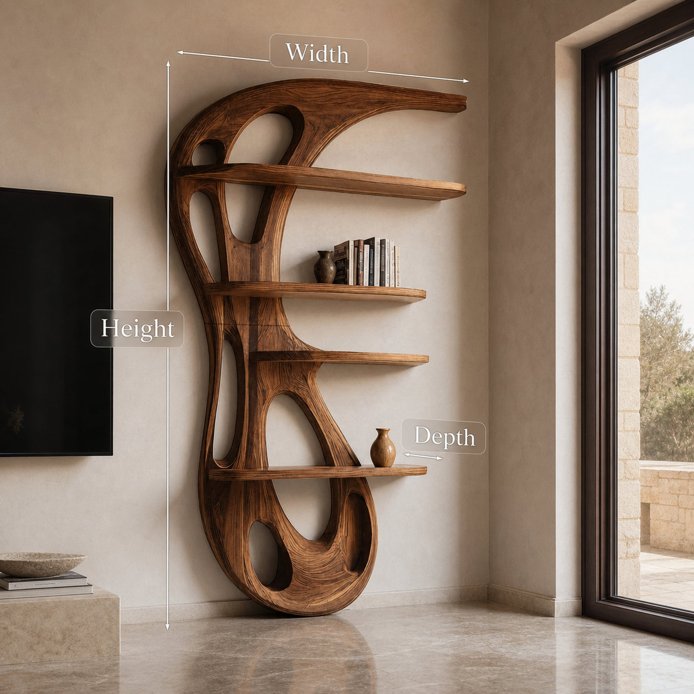 Modern Organic Bookshelf For Living Room Interior Decor - product view 6