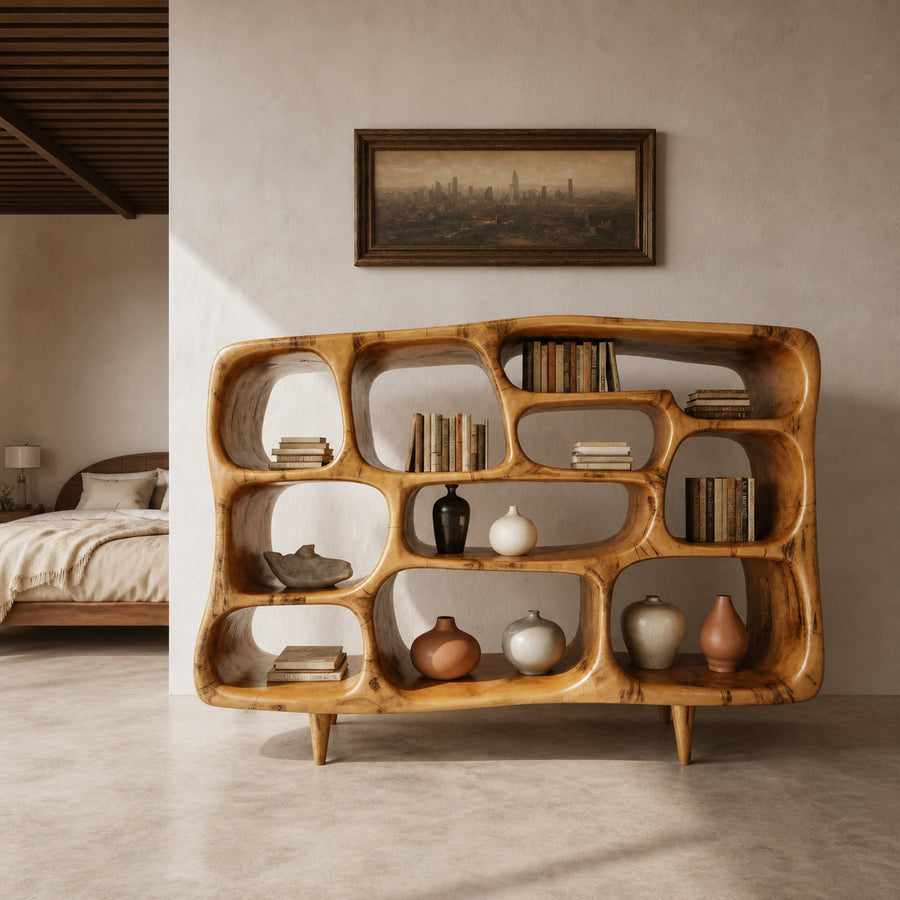 Modern Organic Bookshelf With Open Shelves For Living Room Or Office