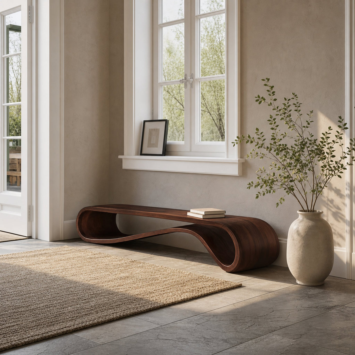 Modern Organic Curved Bench For Hallway Furniture Accent - product view 7