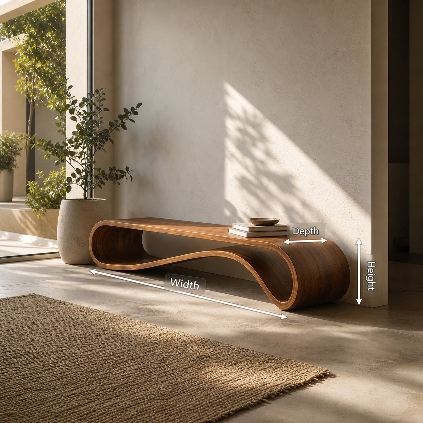 Modern Organic Curved Bench For Hallway Furniture Accent - product view 8