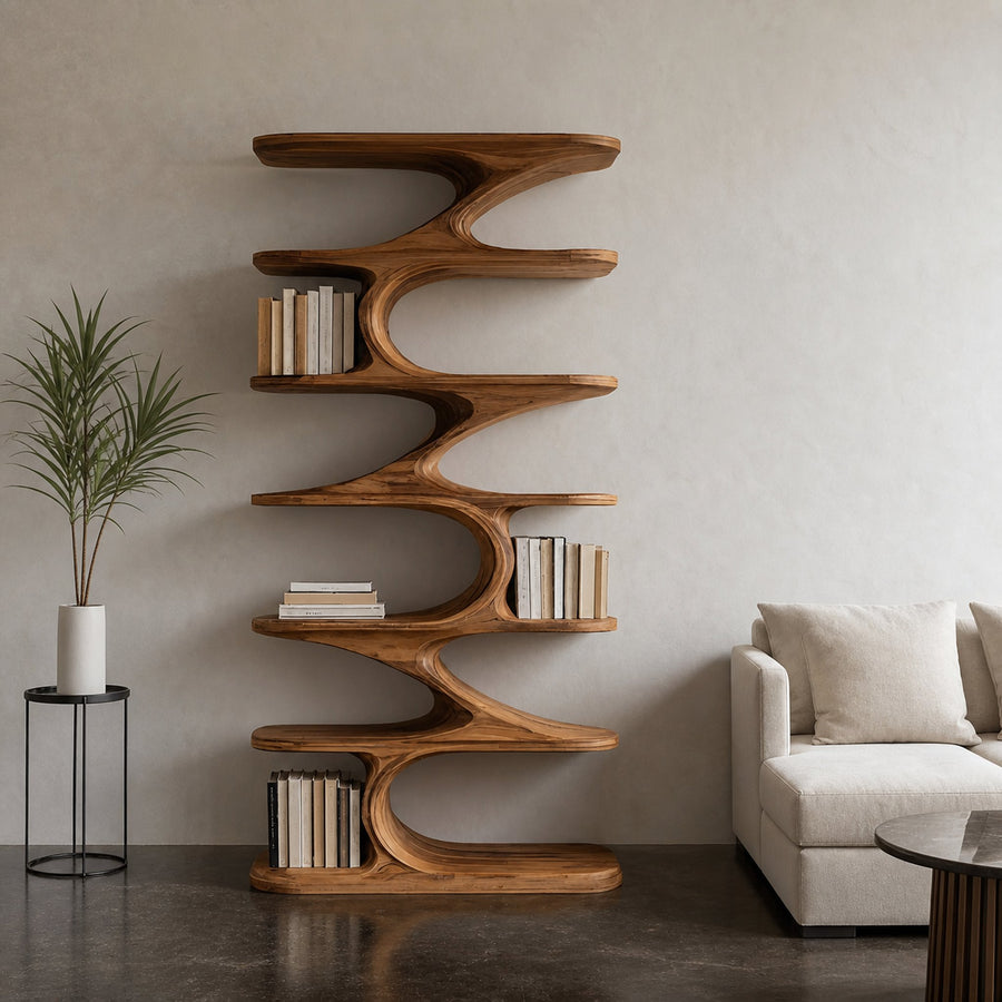 Modern Organic Curved Bookshelf For Living Room