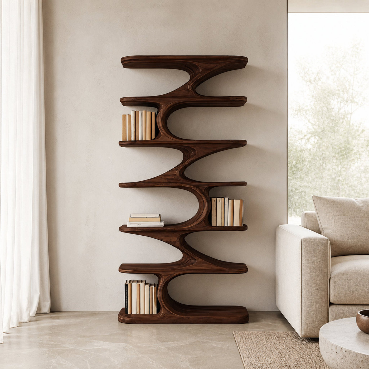 Modern Organic Curved Bookshelf For Living Room - product view 7